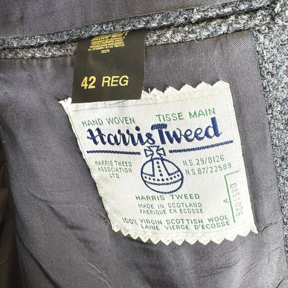 Vintage Harris Tweed Blazer Sport Coat Jacket Men Size 42R Gray Wool Herringbone - Picture 5 of 7
